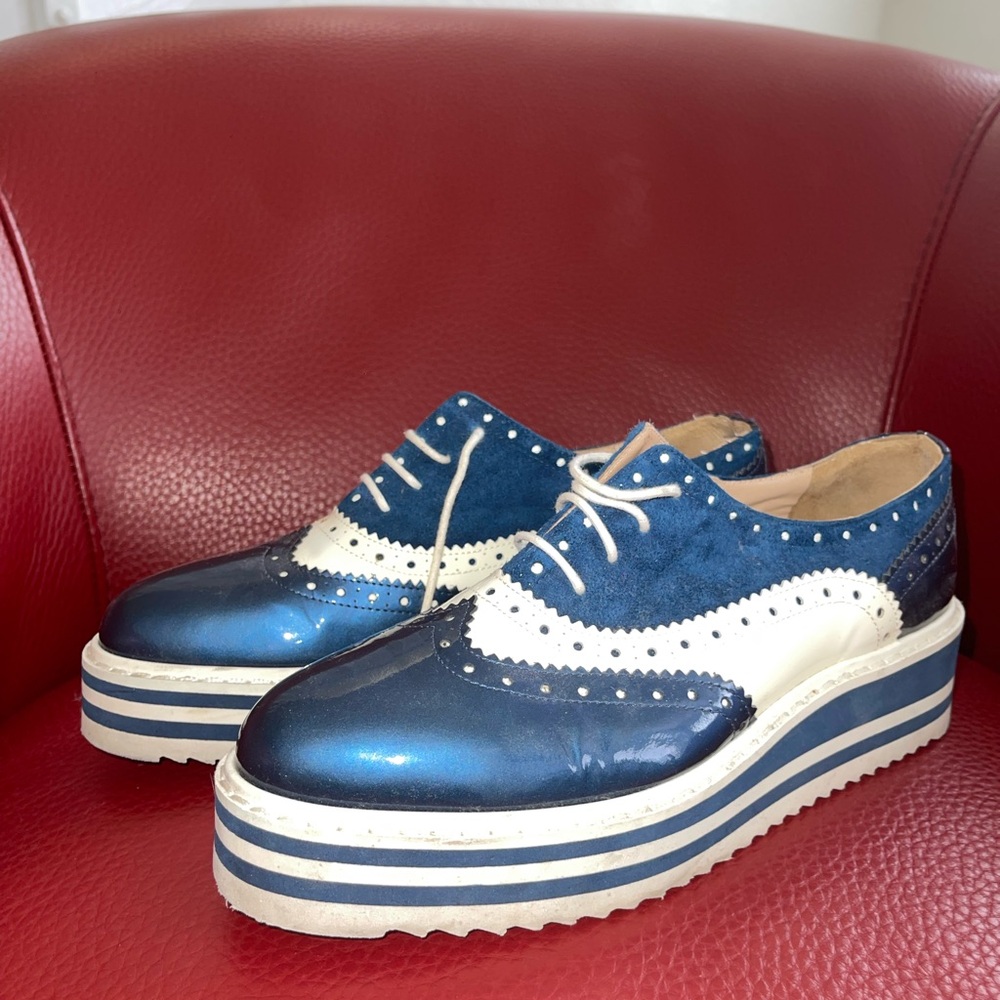 Baldinini Navy and Cream Platform Shoes